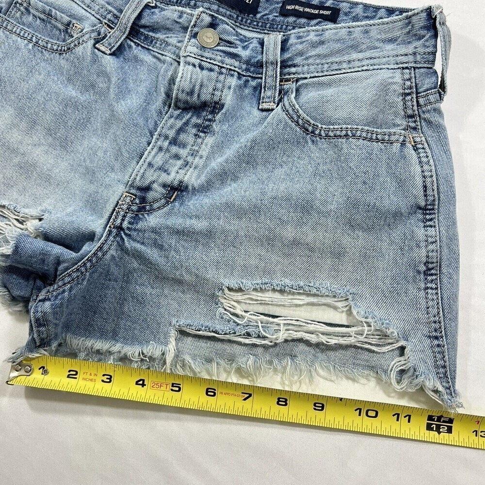 Hollister High Rise Vintage Button Fly Short Distressed‎ Raw Hem Size 27 - Picture 10 of 12